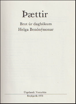 Þættir. Brot úr dagbókum Helga Benónýssonar # 73402