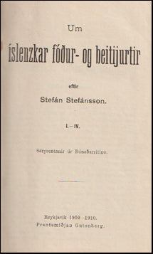 Um íslenzkar fóður- og beitijurtir I - IV # 74385
