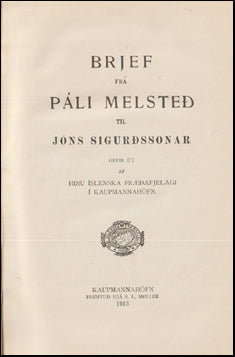 Brjef frá Páli Melsteð til Jóns Sigurðssonar # 75776