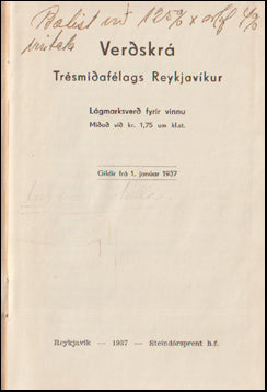 Verðskrá Trésmíðafélags Reykjavíkur # 75787