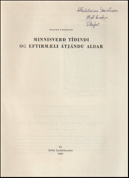 Minnisverð tíðindi og Eftirmæli átjándu aldar # 75841