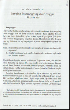 Beyging <i>hvortveggja<i> og <i>hvor tveggja</i> í tímans rás # 75892