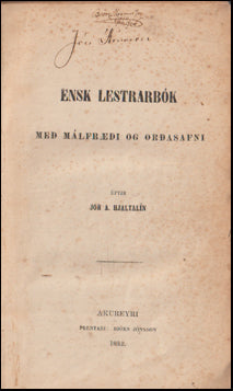 Ensk lestrarbók - Orðasafn íslenzkt og enskt # 76246
