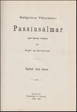 Passíusálmar með fjórum röddum fyrir orgel og harmoníum # 76319