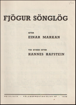 Fjögur sönglög # 76474