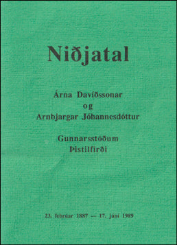 Niðjatal Árna Davíðssonar og Aenbjargar Jóhannesdóttur # 76798