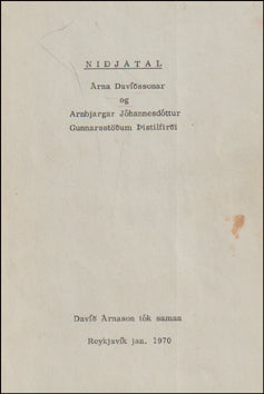 Niðjatal Árna Davíðssonar og Arnbjargar Jóhannesdóttur # 77207