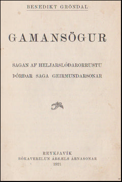 Gamansögur eftir Benedikt Gröndal # 81007