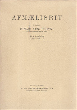 Afmælisrit helgað Einari Arnórssyni hæstaréttardómara # 88435
