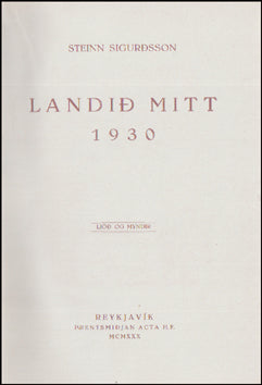 Landið mitt 1930. Ljóð og myndir # 88603