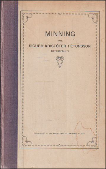 Minning um Sigurð Kristófer Pétursson rithöfund # 88711
