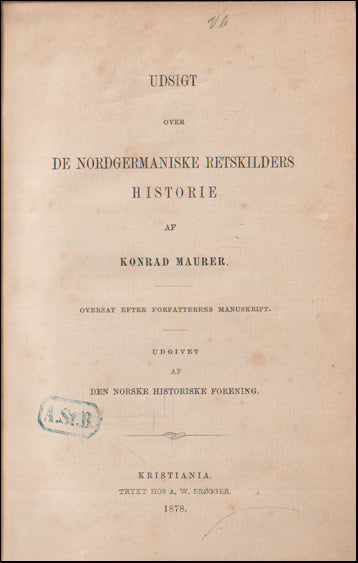 Udsigt over de nordgermaniske retskilders historie # 88737