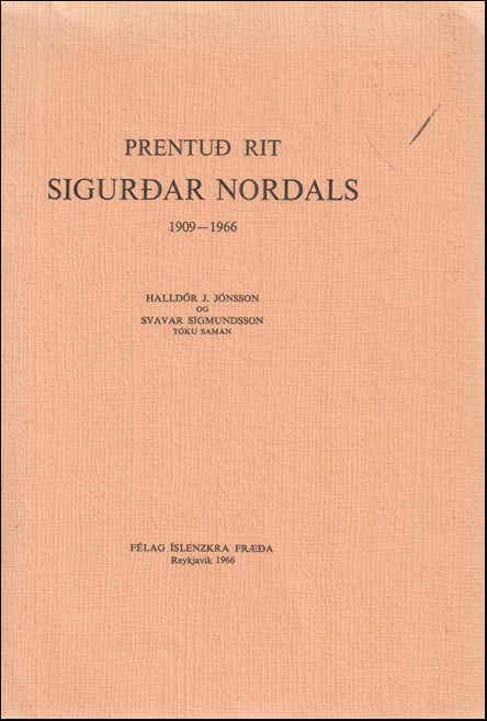 Prentuð rit Sigurðar Nordals # 88742