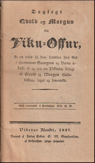 Daglegt Qvöld og Morgun eða Viku~Offur # 88923