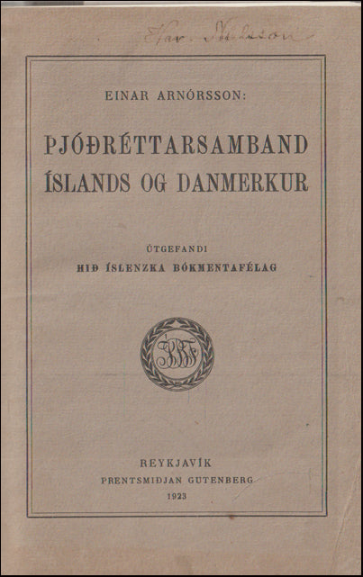 Ríkisréttindi Íslands - Þjóðréttarsamband Íslands og Danmerkur # 89194