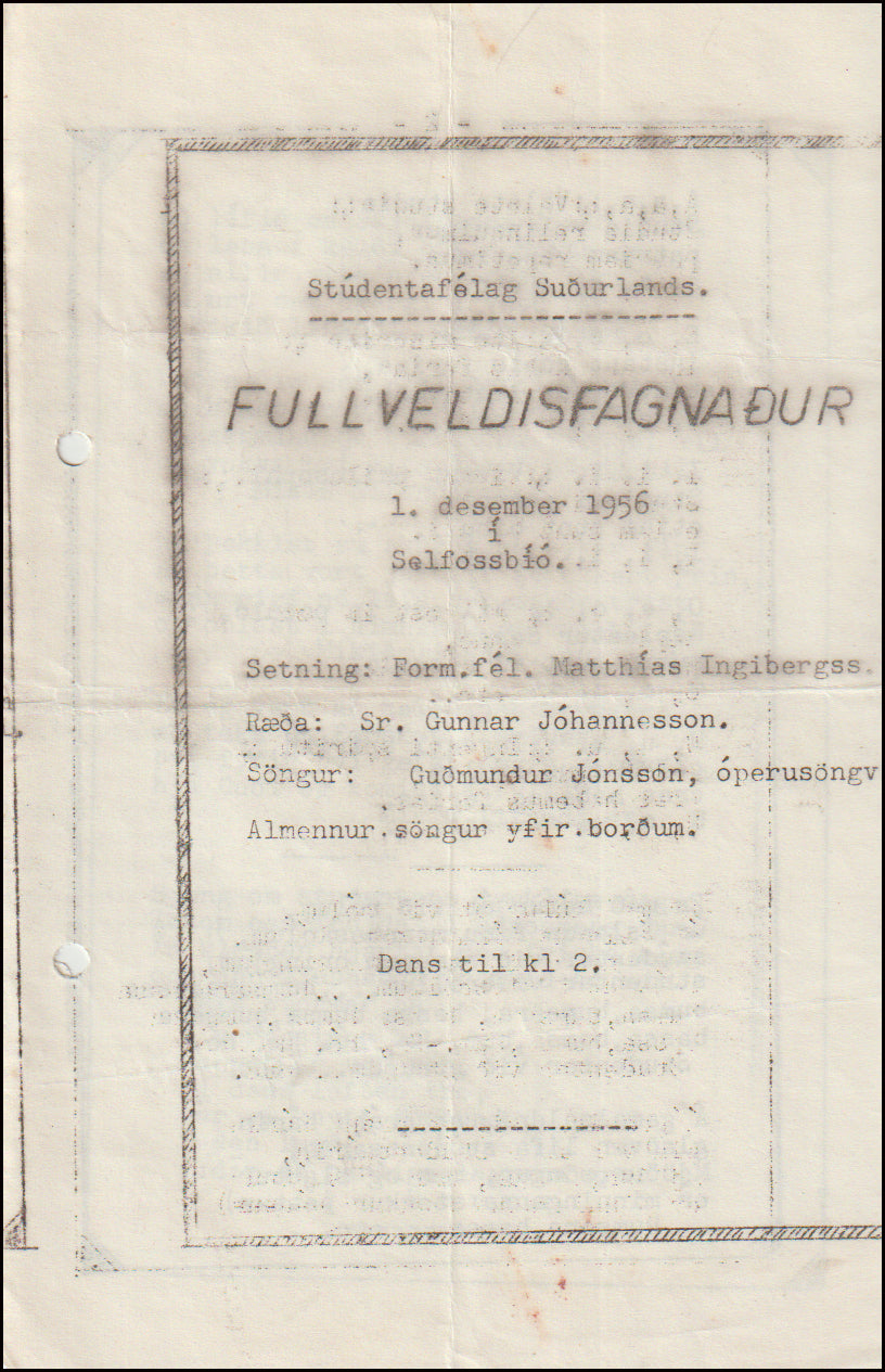 Stúdentafélag Suðurlands. Fullveldisfagnaður # 89201