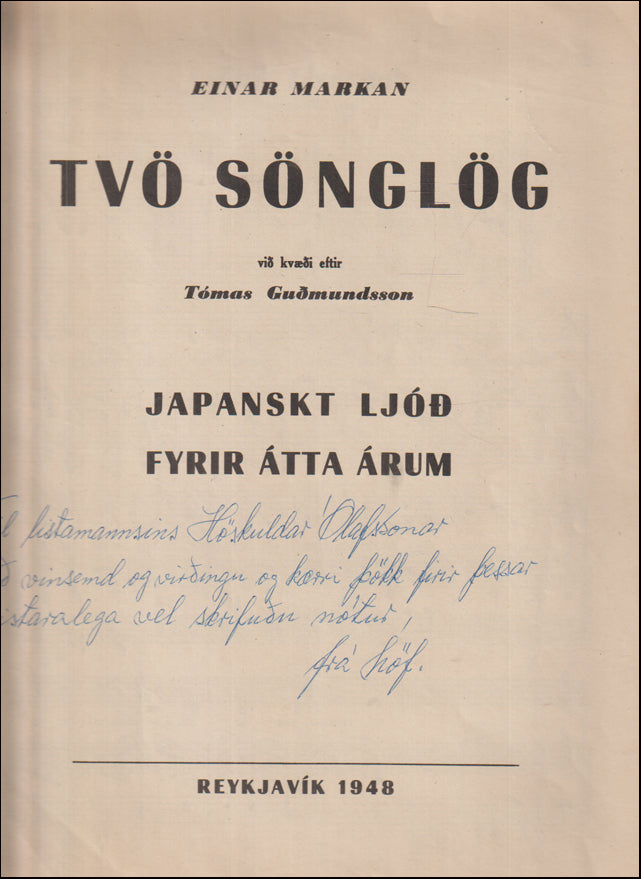 Tvö sönglög við kvæði eftir Tómas Guðmundsson # 89224
