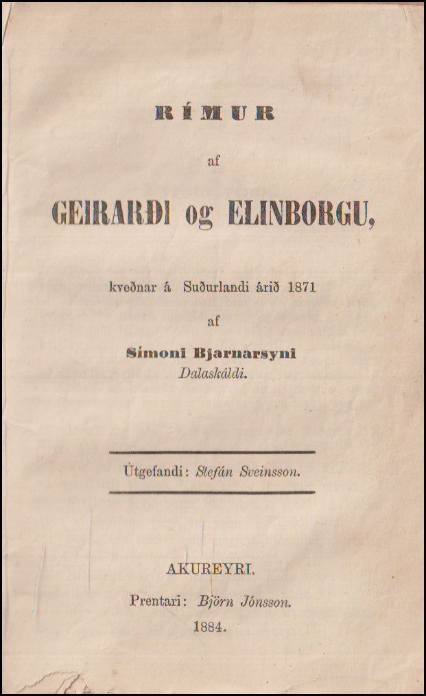 Rímur af Finnboga ramma - Rímur af Geirarði og Elínborgu - Sneglu-Halli # 89455