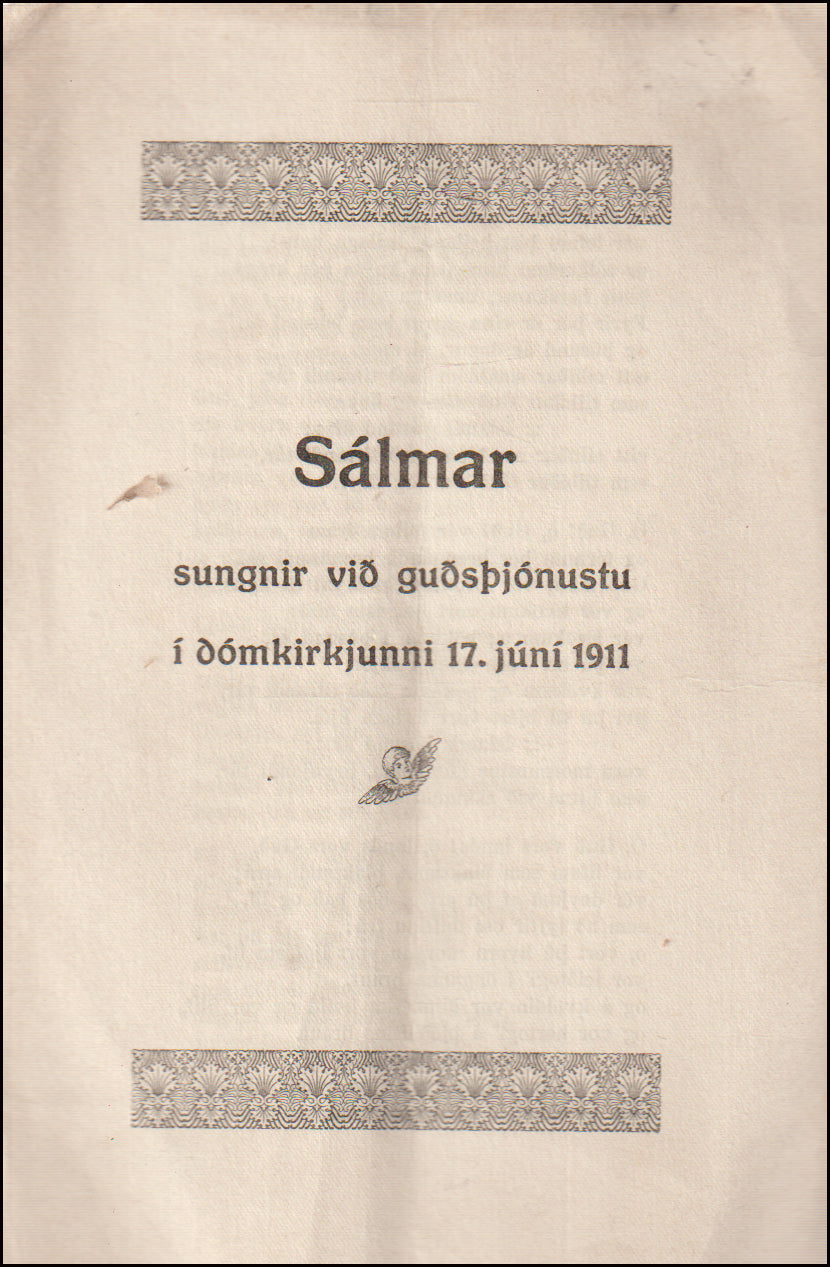 Sálmar sungnir við guðsþjónustu í dómkirkjunni 17. júní 1911 # 89486