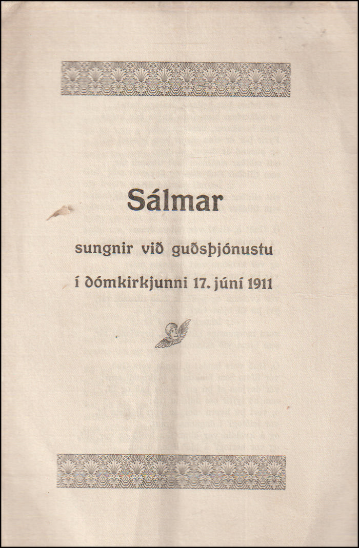 Sálmar sungnir við guðsþjónustu í dómkirkjunni 17. júní 1911 # 89486