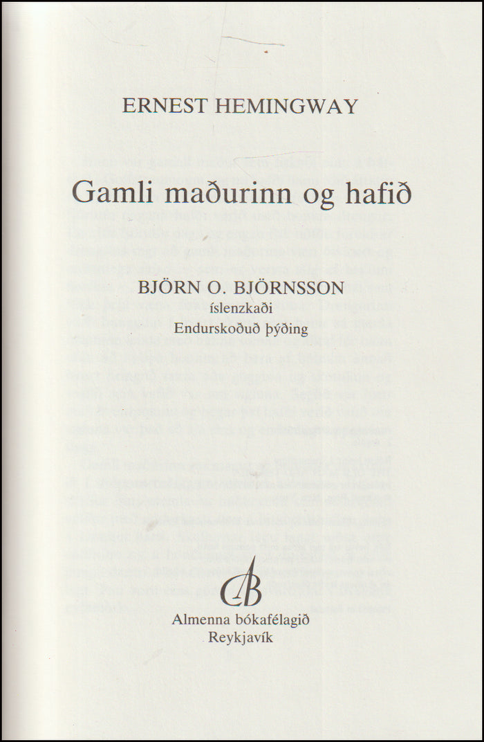Gamli maðurinn og hafið # 89502