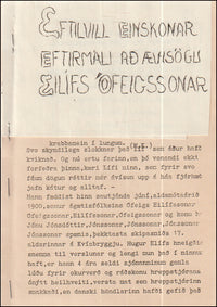 Eftilvill einskonar eftirmáli að ævisögu Eilifs Ófeigssonar # 89604
