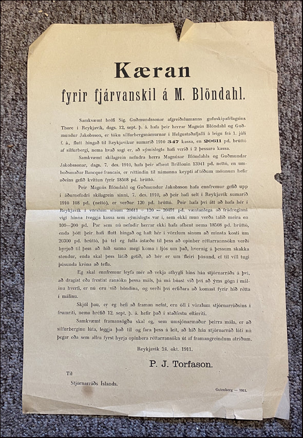 Kæran fyrir fjárvanskil á M. Blöndahl # 89679