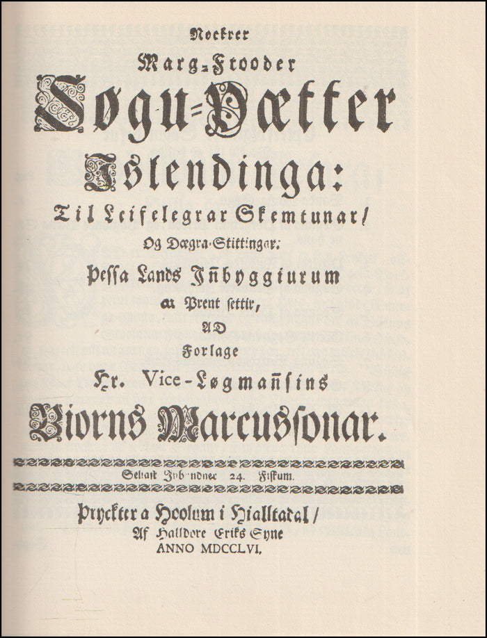 Nockrer marg-frooder søgu-þætter Islendinga 1756. # 89694
