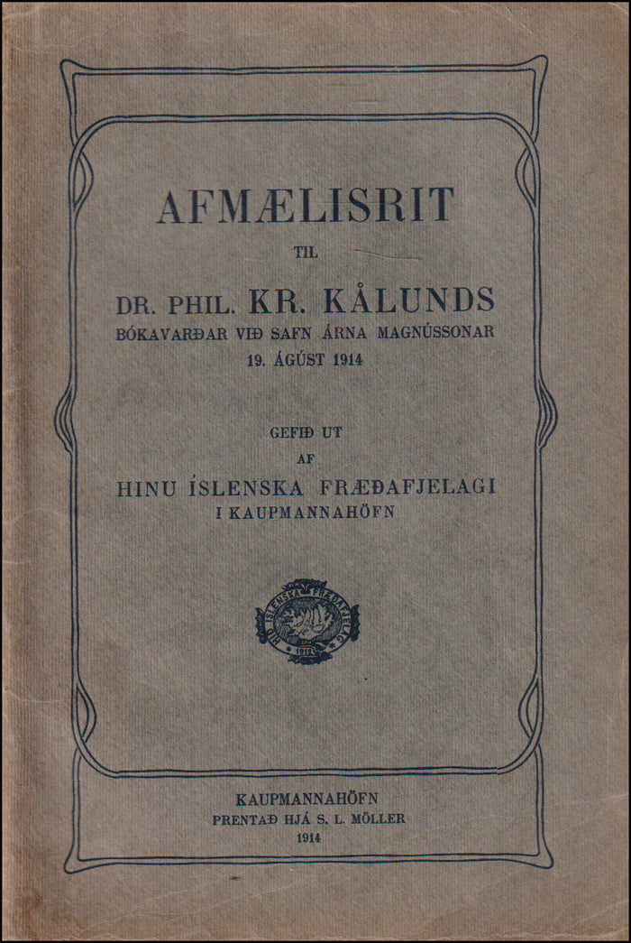 Afmælisrit til Dr. phil. Kr. Kålunds # 89895