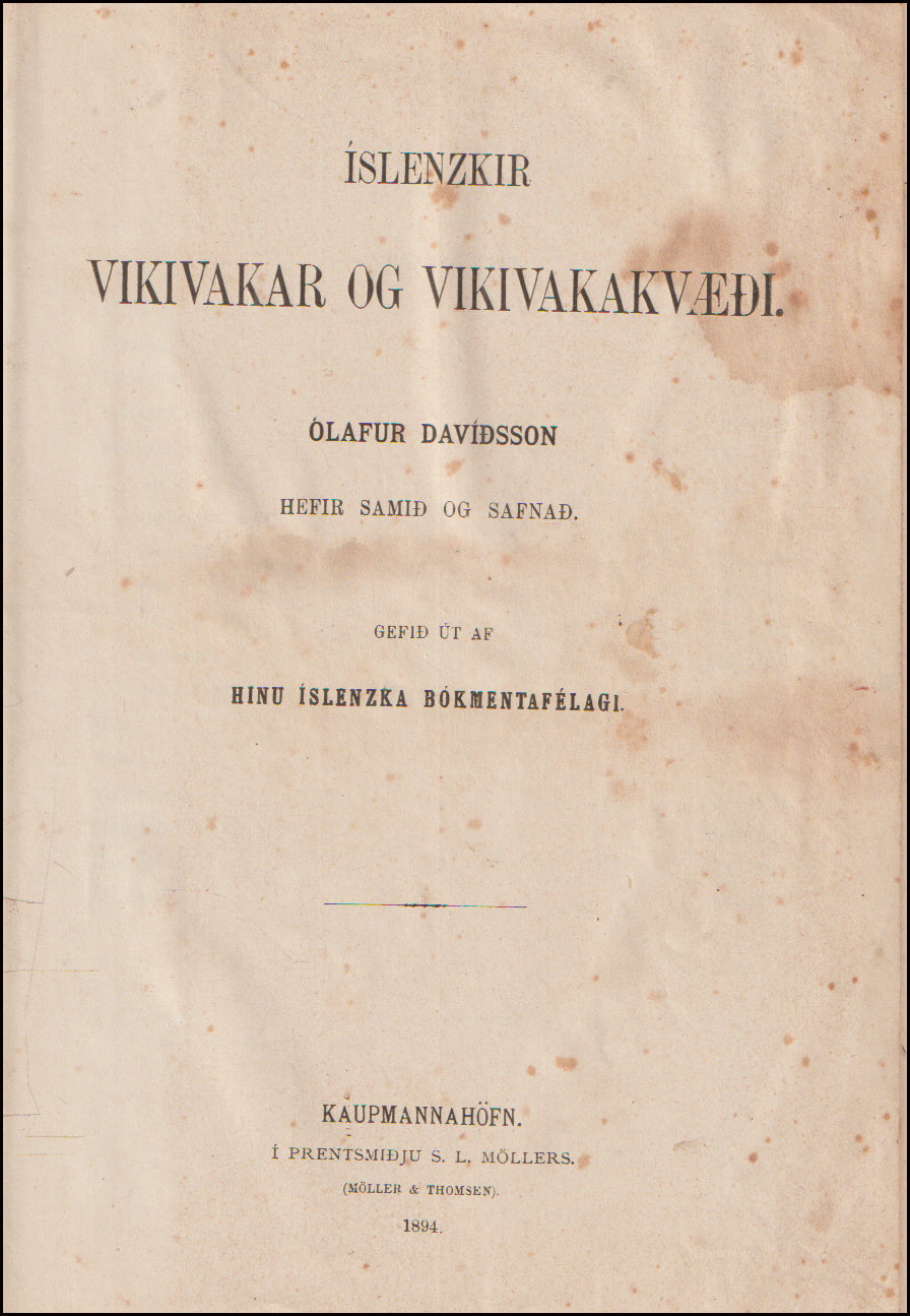 Íslenzkir vikivakar og vikivakakvæði - Íslenzkar þulur og þjóðkvæði # 89901