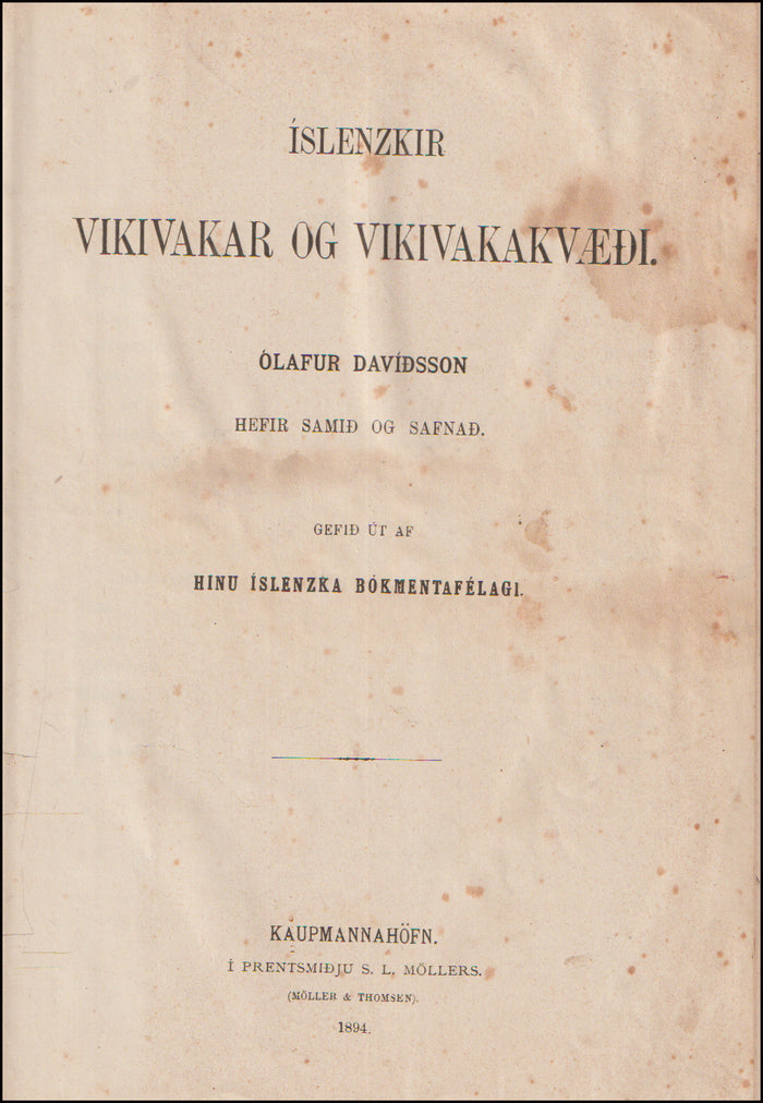 Íslenzkir vikivakar og vikivakakvæði - Íslenzkar þulur og þjóðkvæði # 89901