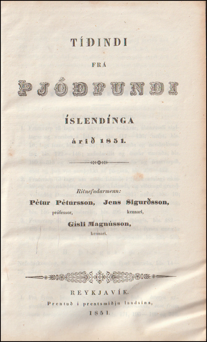 Tíðindi frá Þjóðfundi íslendinga árið 1851 # 89966