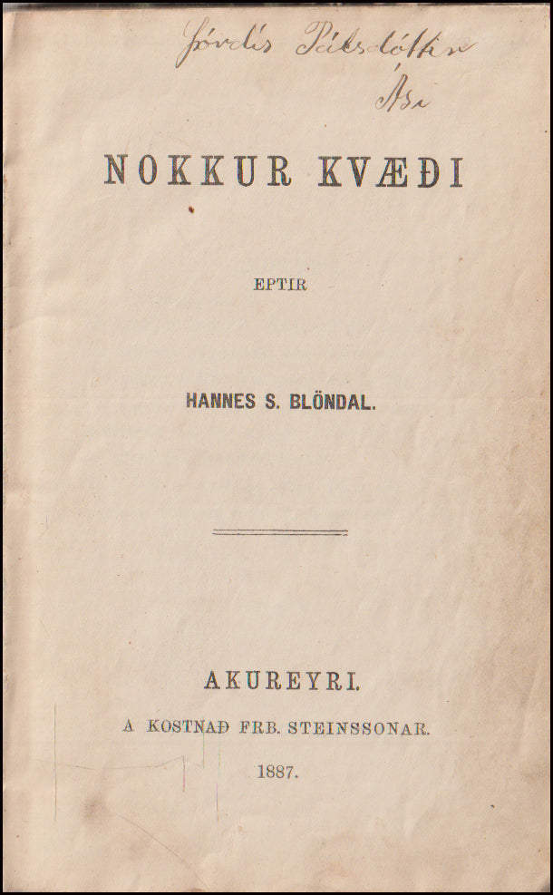 Nokkur kvæði eptir Hannes S. Blöndal # 89997
