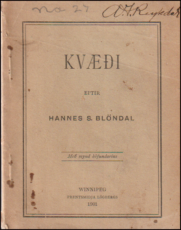 Kvæði eptir Hannes S. Blöndal # 89998
