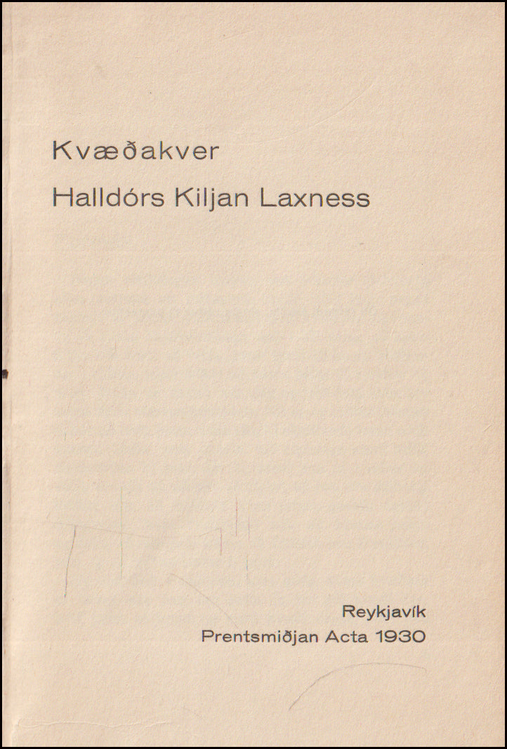 Kvæðakver Halldórs Kiljan Laxness # 90184