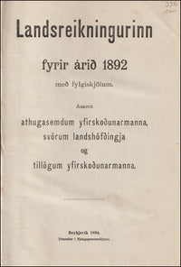 Landsreikningurinn fyrir árið 1892 # 90430