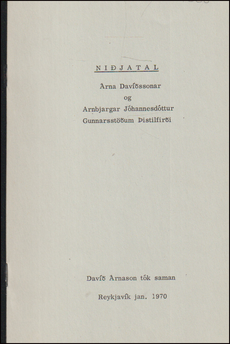 Niðjatal Árna Davíðssonar og Arnbjargar Jóhannesdóttur # 90458