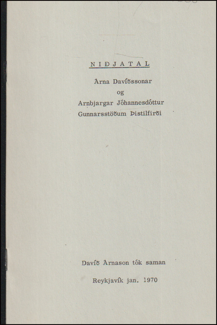 Niðjatal Árna Davíðssonar og Arnbjargar Jóhannesdóttur # 90458
