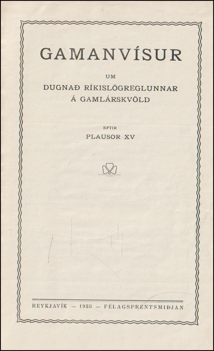 Gamanvísur. Um dugnað ríkislögreglunnar # 90523