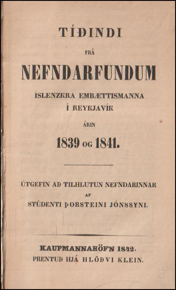 Tíðindi frá nefndarfundum íslenzkra embættismanna í Reykjavík # 90665