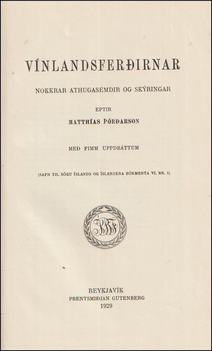 Vínlandsferðirnar. Nokkrar athugasemdir og skýringar # 90755