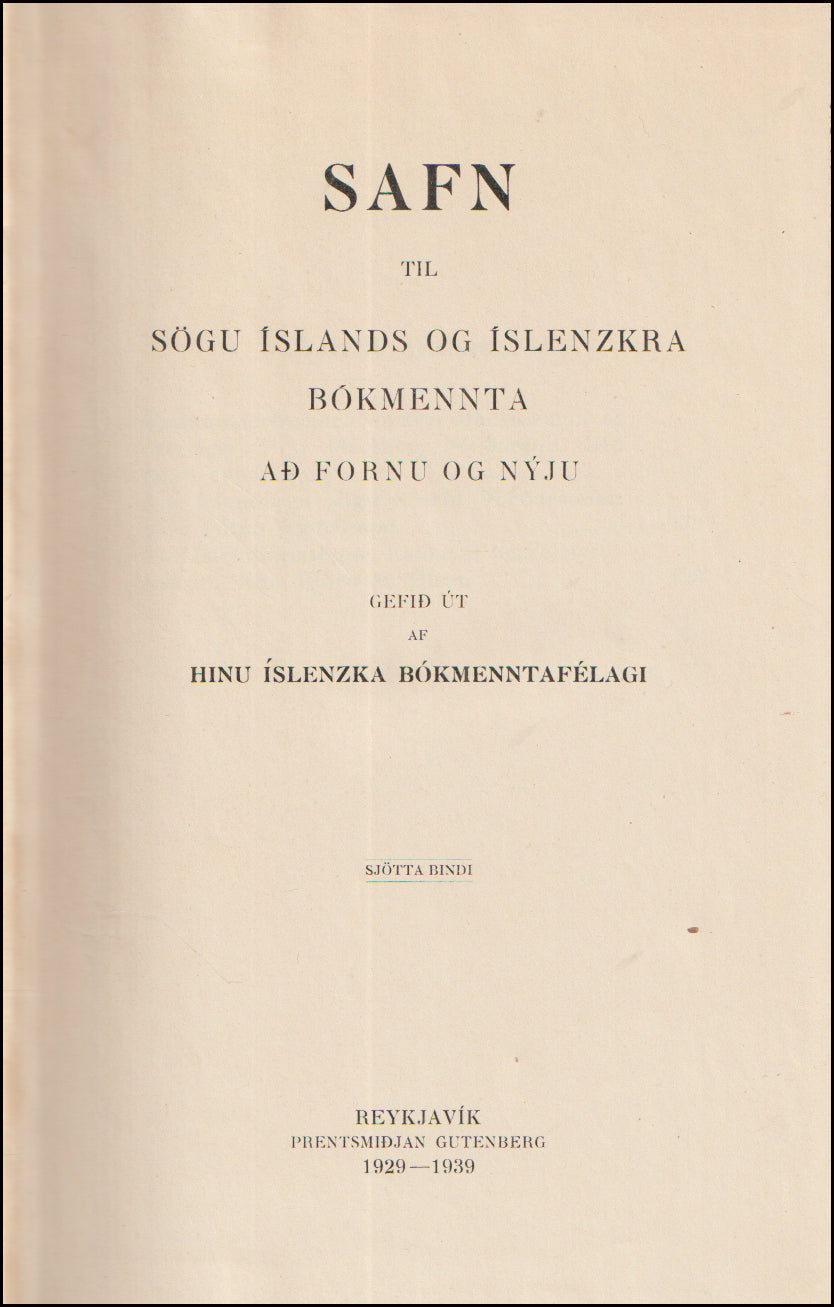 Safn til sögu Íslands og íslenzkra bókmennta. Sjötta bindi # 90757
