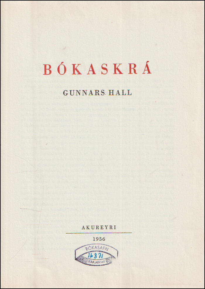 Bókaskrá Gunnars Hall # 90770