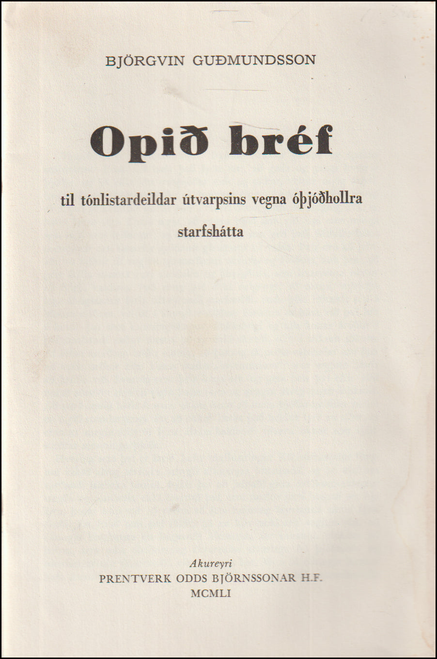 Opið bréf til tónlistardeildar útvarpsins # 90911