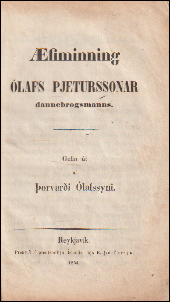 Æfiminning Ólafs Pjeturssonar dannebrogsmanns # 90956