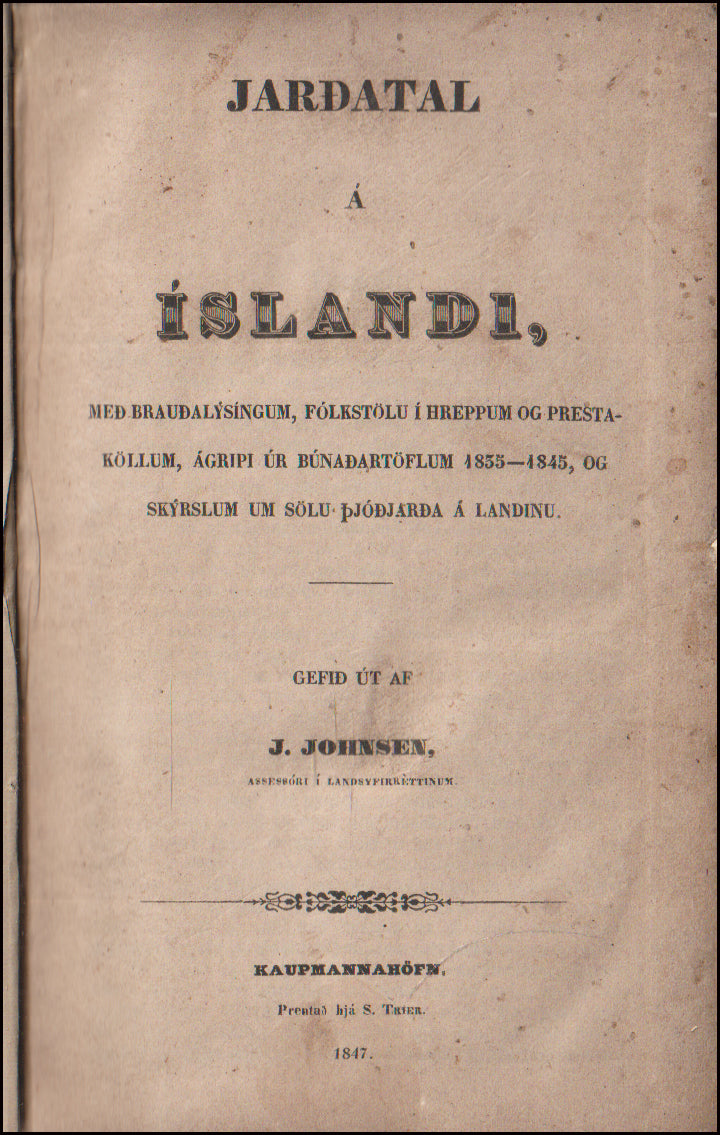 Jarðatal á Íslandi, með brauðalýsíngum, fólkstölu í hreppum og prestaköllum # 89004