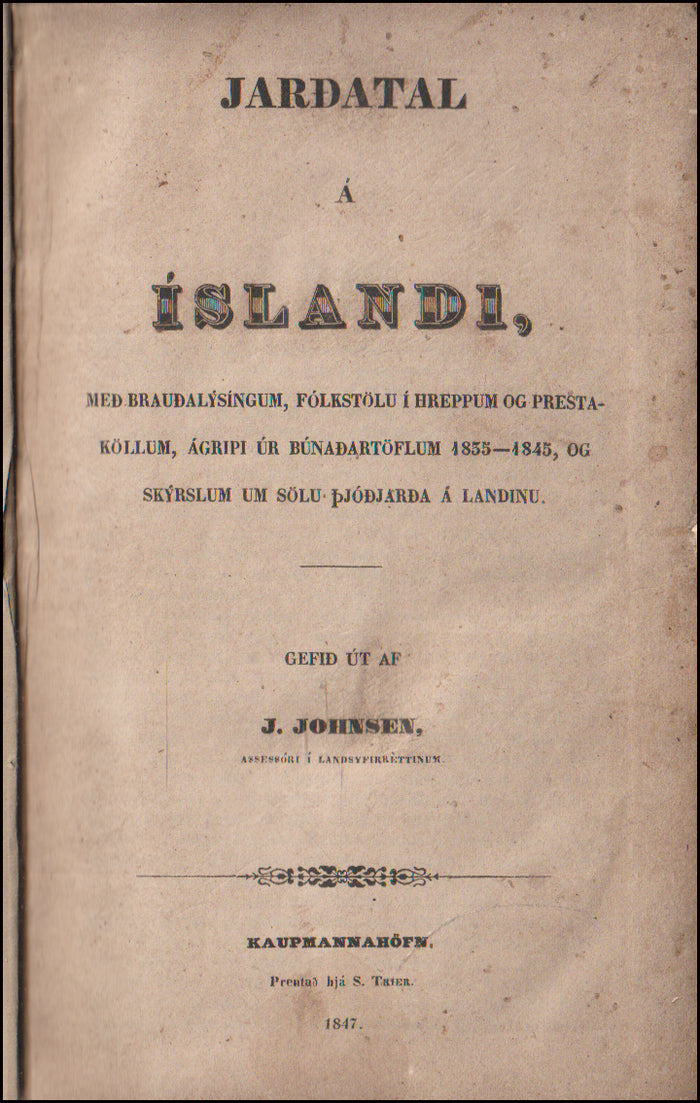 Jarðatal á Íslandi, með brauðalýsíngum, fólkstölu í hreppum og prestaköllum # 89004