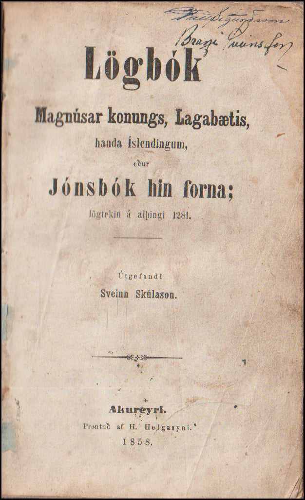Jónsbók. Lögbók Magnúsar konungs, Lagabætis, handa Íslendingum # 89010