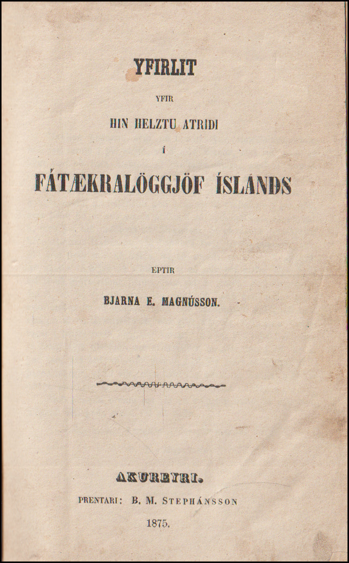 Yfirlit yfir hin helztu atriði í fátækralöggjöf Íslands # 89023