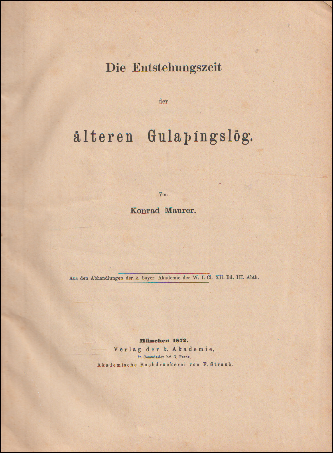 Die Entstehungszeit der älteren Gulaþíngslög # 89059